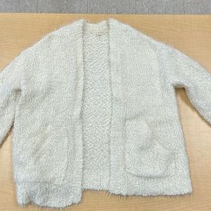 L.A. Hearts White Fuzzy Sweater with 3/4 Length Sleeves